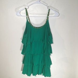 Green Cable & Gauge Layered Tank Top, Small - ST73